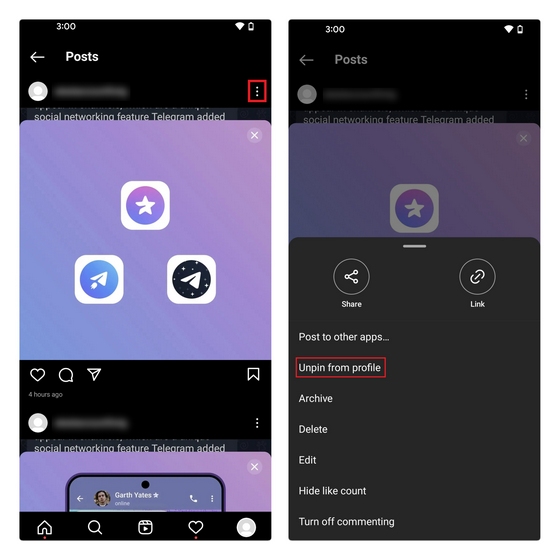 మీ ఇన్స్టాగ్రామ్ ప్రొఫైల్ నుండి పోస్ట్ని అన్పిన్ చేయండి